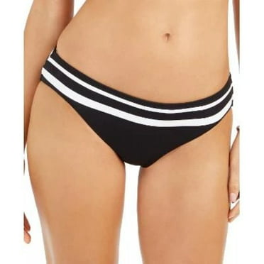 NWOT Women's 2 Bamboo Bikini Bottom Zig Zag Beaded Bikini Bottom Black White L